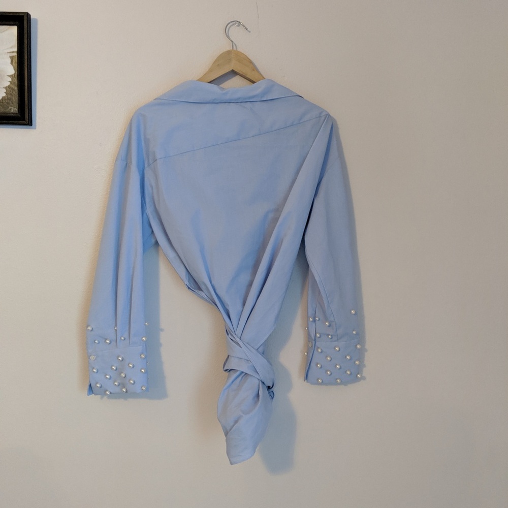 SOLD Zara Woman Light Blue Button Down - Picture 8 of 8